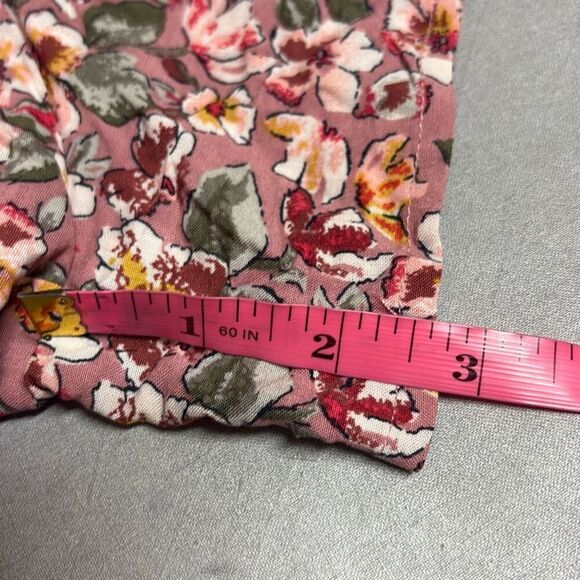 Xhiliration XXL Pink Floral V Neck Romper Keyhole Back Twist Knot Cutout Sleeves - Picture 12 of 12